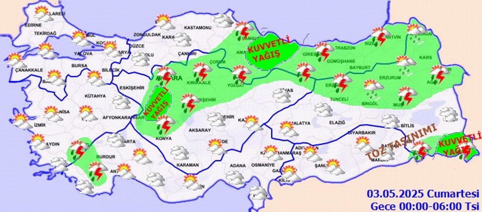3 Mayıs 2025 Cuma Hava Durumu